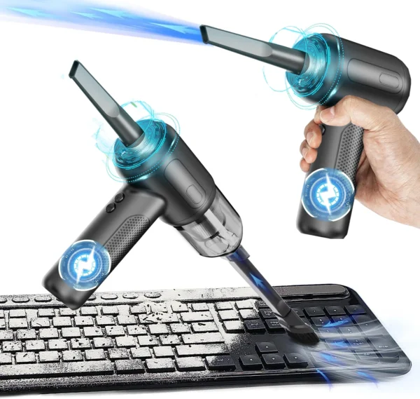 Air Duster High-Power Suction, One-Click Dusting, with Crevice Tool, Du