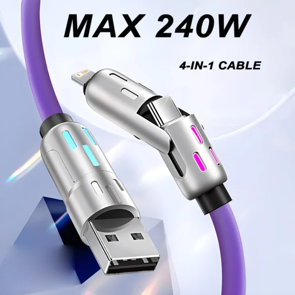 4-IN-1 240W USB Type C To USB C Cable PD Fast Charger