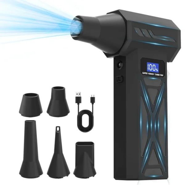 Turbo Blower Jet With Led Light Battery Display Cordless Compressed Air Duster
